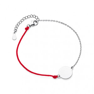Bratara cu snur rosu si lantisor argint cu bănuț de gravat DiAmanti Z1655B_R-DIA (Argint 925‰ 0,9 g.)